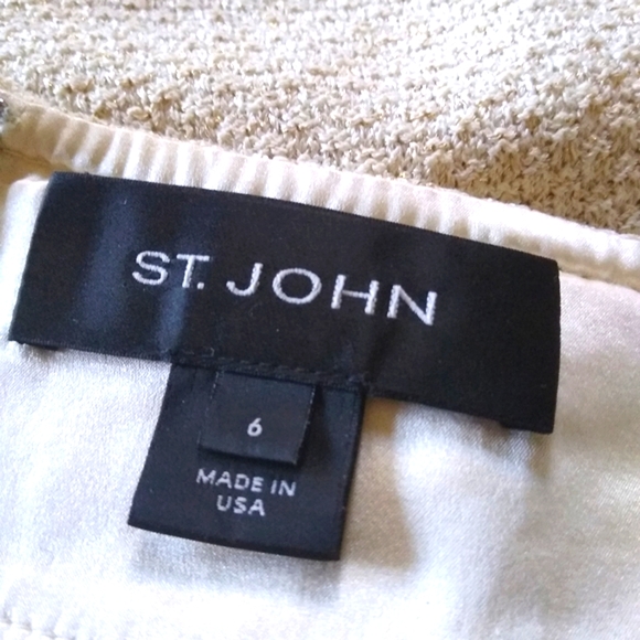 ST JOHN COUTURE 8 BOUCLE CROCHET AURORA BOREALIS LACE CREAM WOOL SILK SKIRT SUIT - Picture 12 of 16